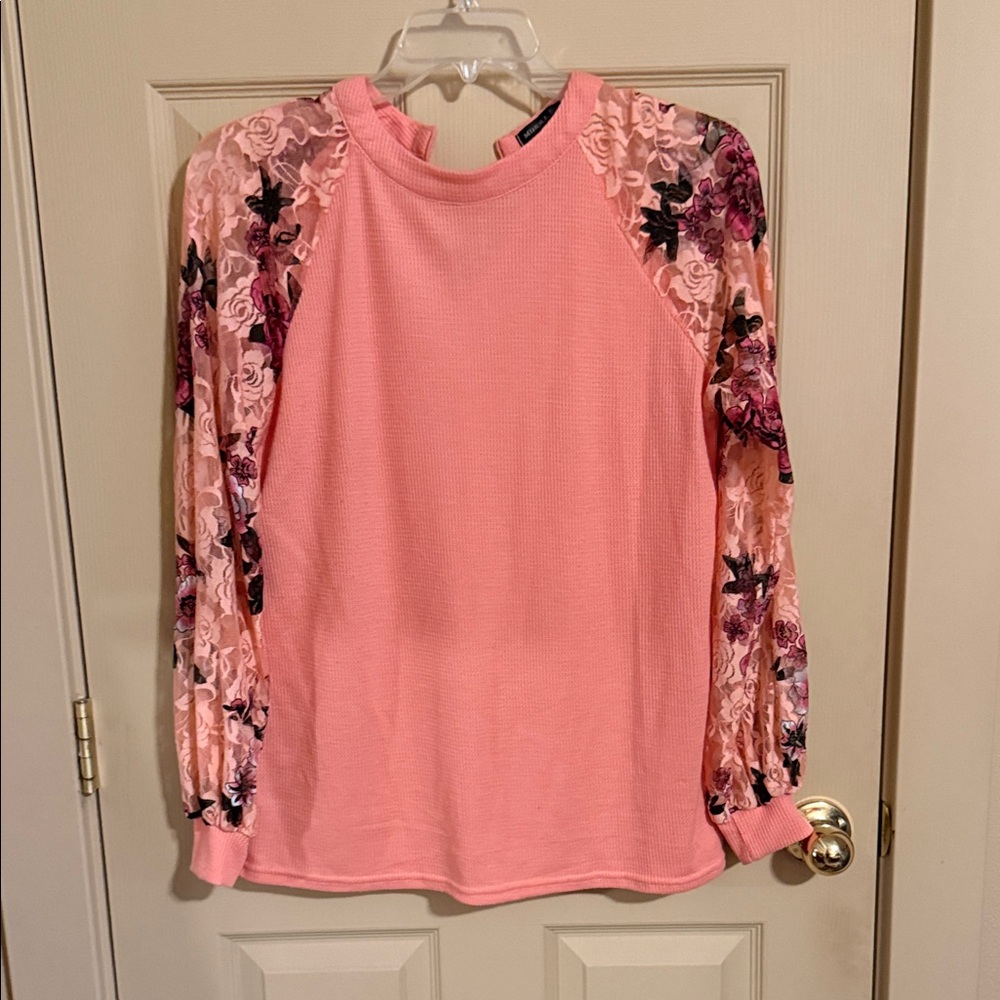 Pink Floral Long Sleeve Top